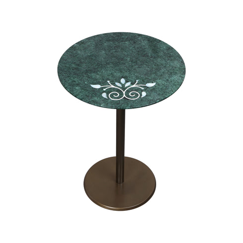Green Marble Accent Table with Mother of Pearl